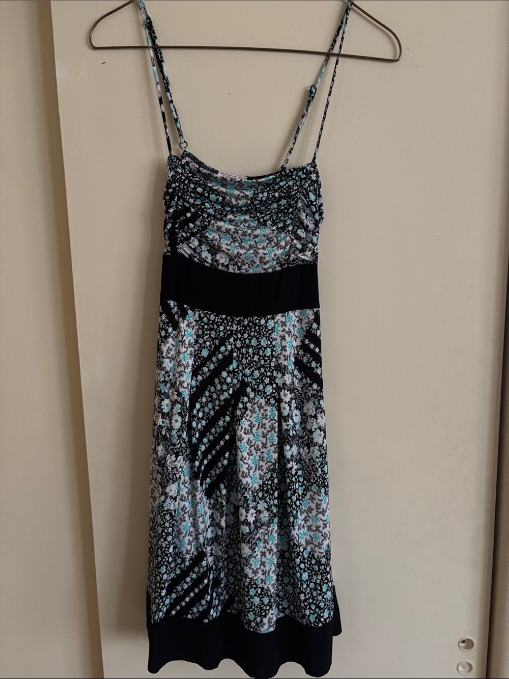 Lipstick blue floral dress with belt tie size S